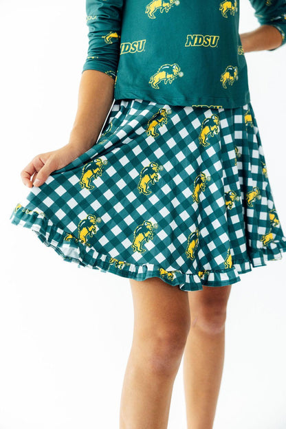 North Dakota State University Plaid Bison Ruffle Twirl SkortTwirl Skort - RuffleTorqelo.com