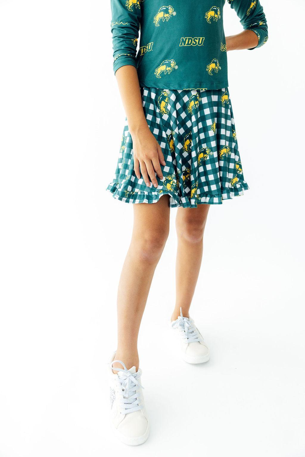 North Dakota State University Plaid Bison Ruffle Twirl SkortTwirl Skort - RuffleTorqelo.com