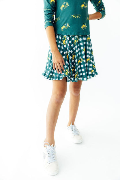 North Dakota State University Plaid Bison Ruffle Twirl SkortTwirl Skort - RuffleTorqelo.com