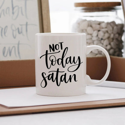 Not Today Satan Coffee Mug, Bible Verse Gift, Christian Mug, Funny Coffee Mug by Joyful Moose
