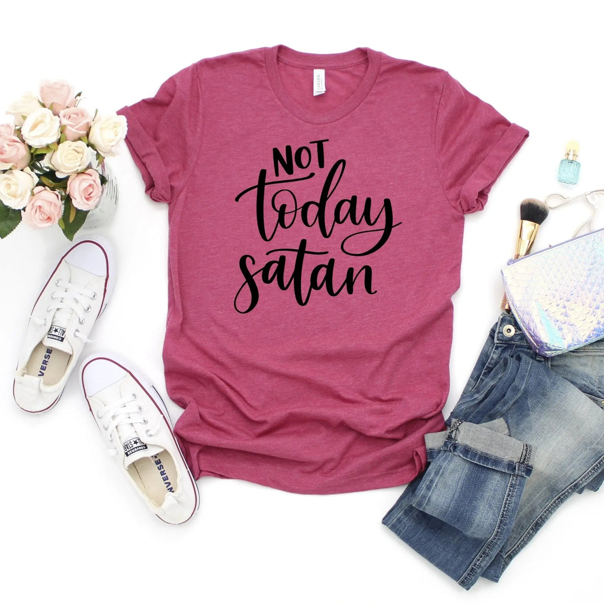 Not today Satan tshirt by Joyful Moose