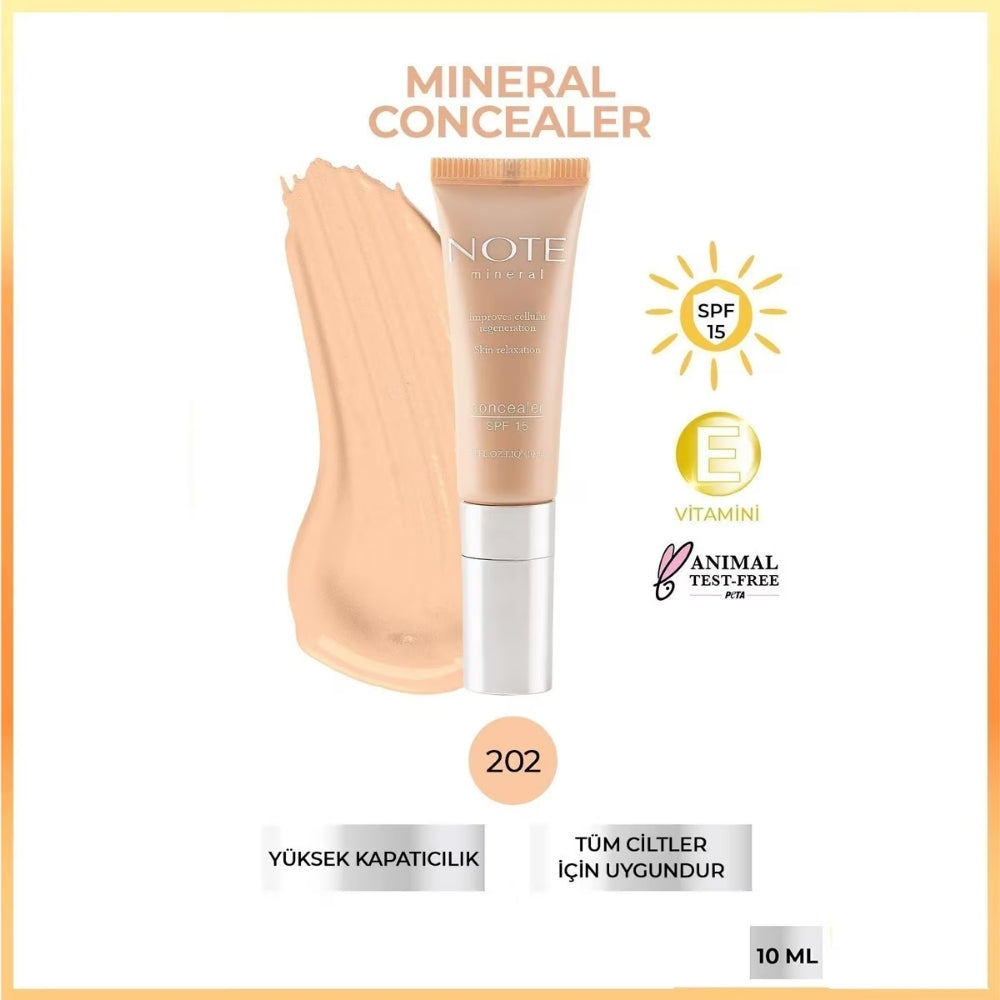 Note Mineral Concealer 202 Brightening Under-Eye Cover 10ml by Beauty Care Bag