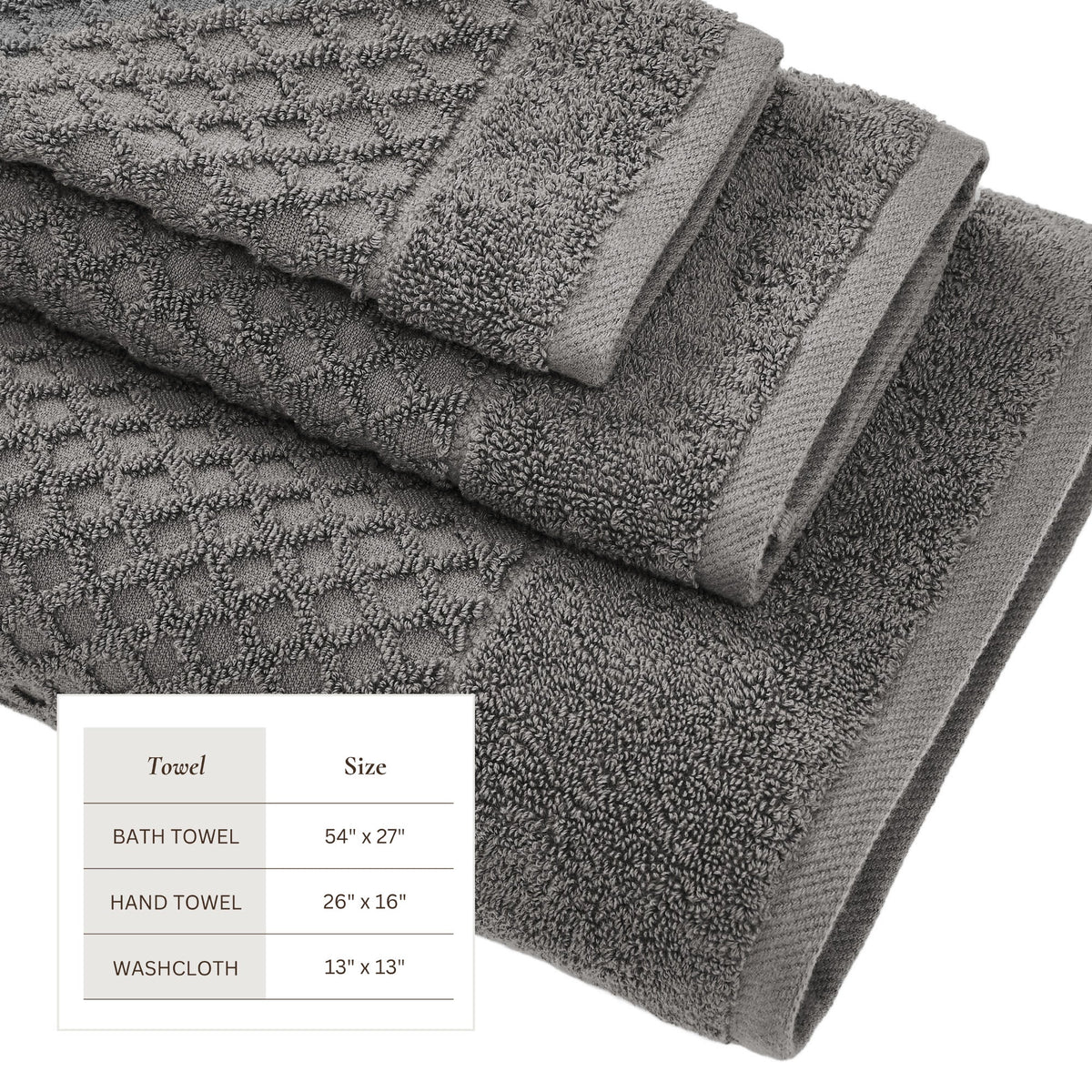 Cotton Diamond Waffle Weave Bath Towel Set - Grayson Collection by Great Bay Home