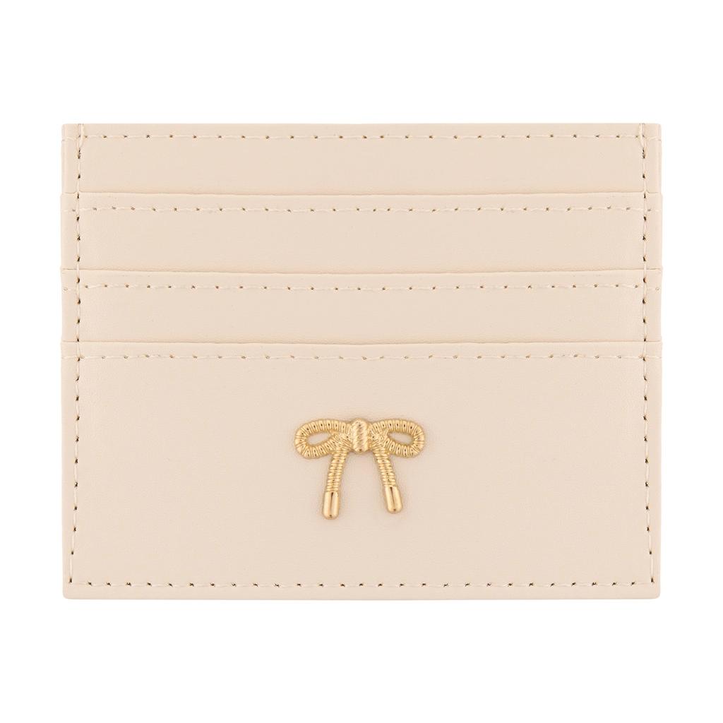 Eklips Cream Bow Card Holder - Compact & Stylish Accessory by Beauty Care Bag