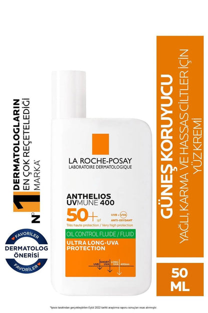 La Roche-Posay Anthelios Oil Control Facial Sunscreen SPF 50+ - UVA/UVB Protection for Oily & Sensitive Skin, Non-Comedogenic, Matte Finish by Beauty Care Bag