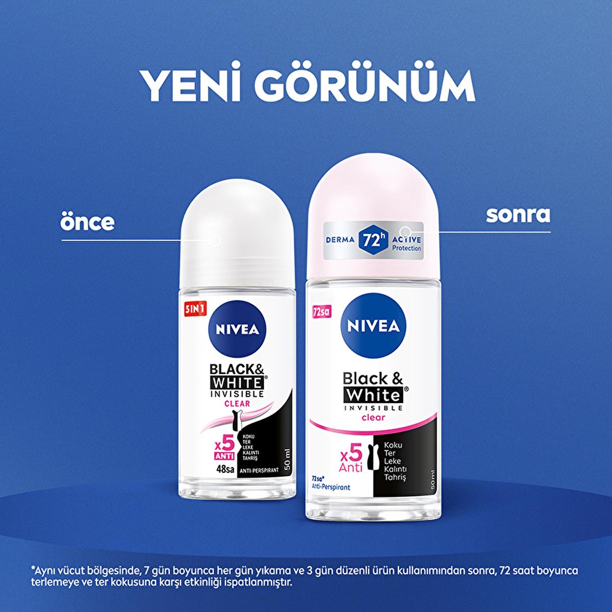 Nivea Black and White Invisible Clear roll-on deodorant for women