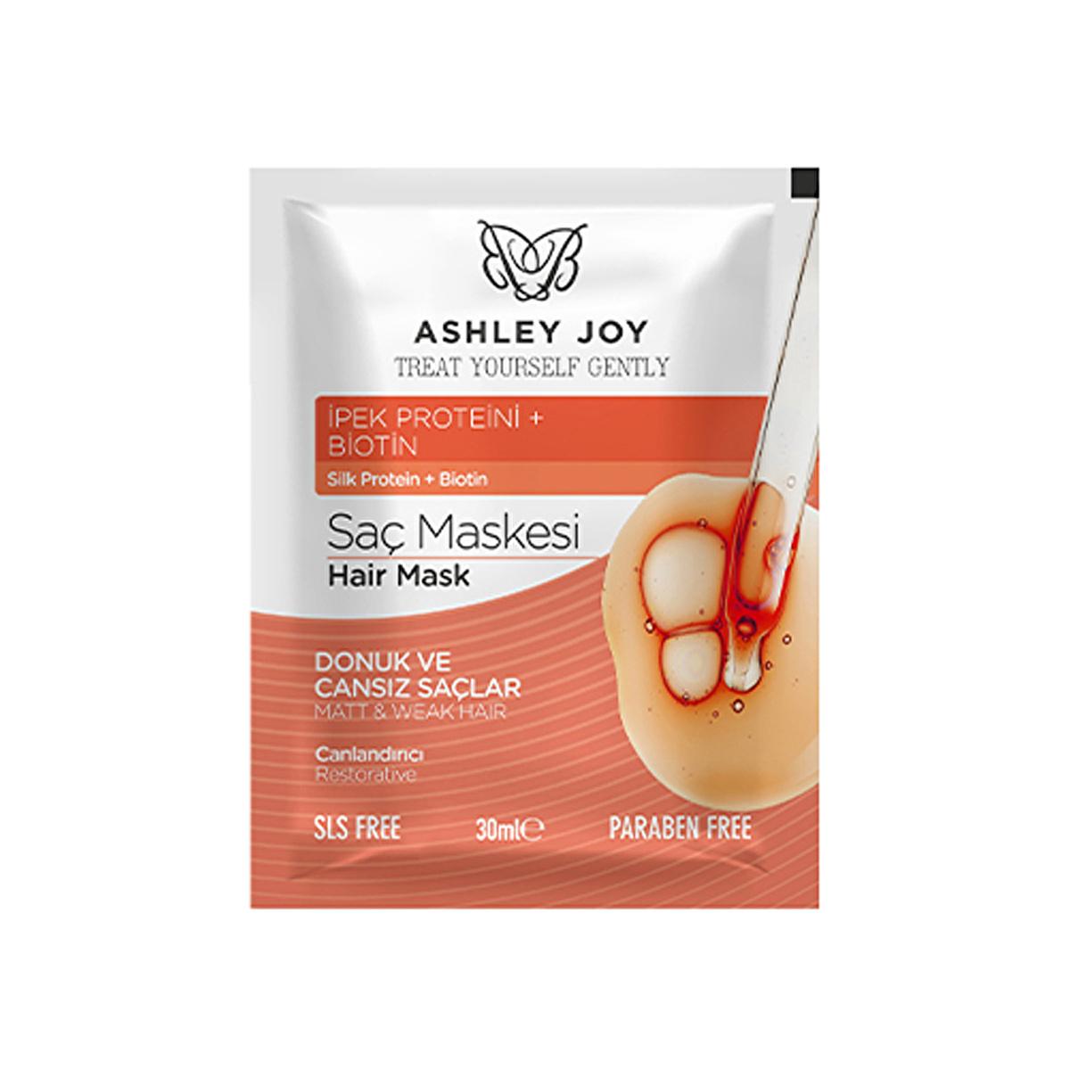 Ashley Joy Revitalizing Hair Mask: Silk Protein & Biotin Treatment for Damaged Hair Repair (30ml) by Beauty Care Bag