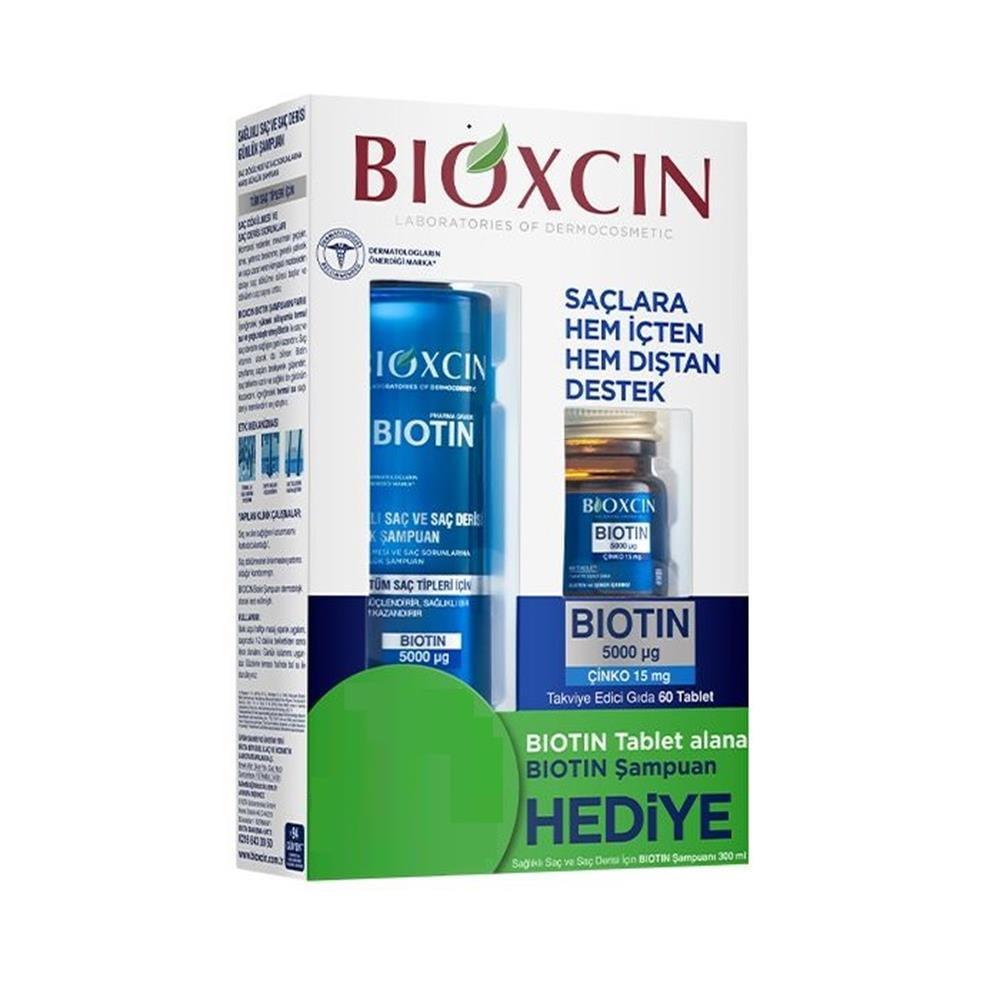 Bioxcin Biotin Supplement and Shampoo Set for Hair Loss Treatment and Hair Health Support by Beauty Care Bag