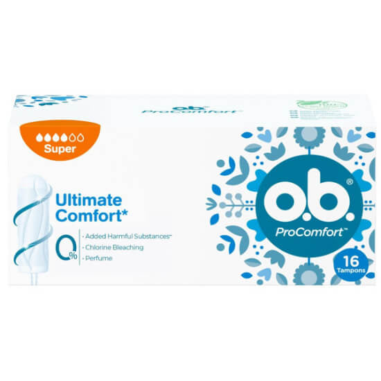 o.b. ProComfort Super Tampons for Reliable Protection 16 Count by Beauty Care Bag