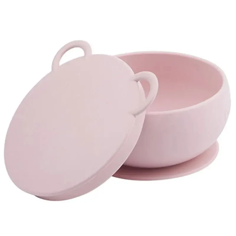 OiOi Silicone Suction Bowl with Lid in Pinky Pink, 1 Count by Beauty Care Bag