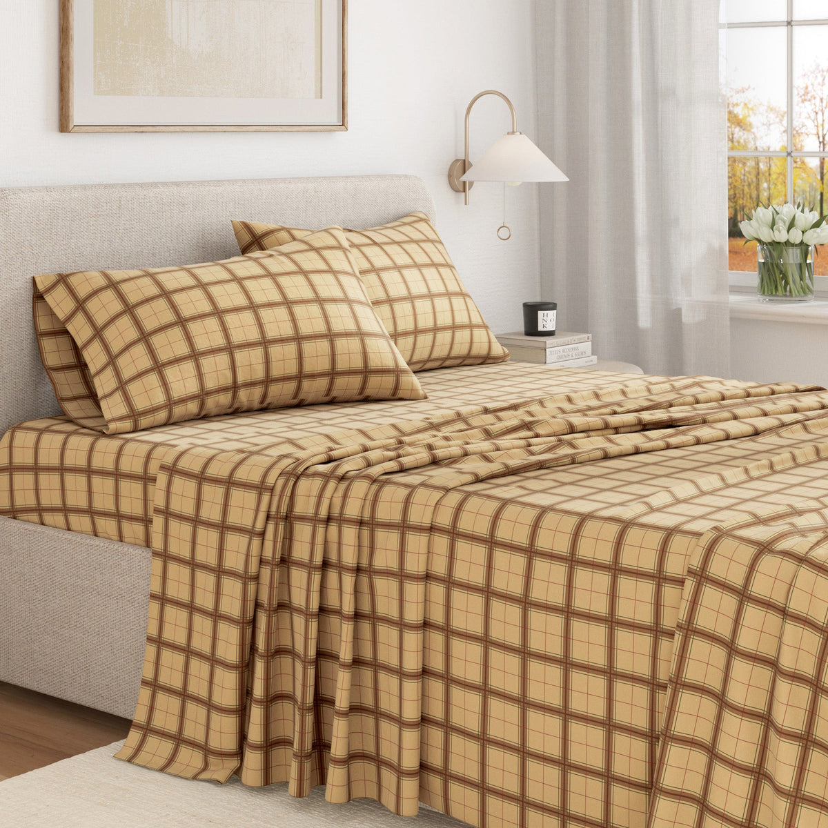 Turkish Cotton Flannel Sheet Set - Plaid & Stripe Collection by Great Bay Home
