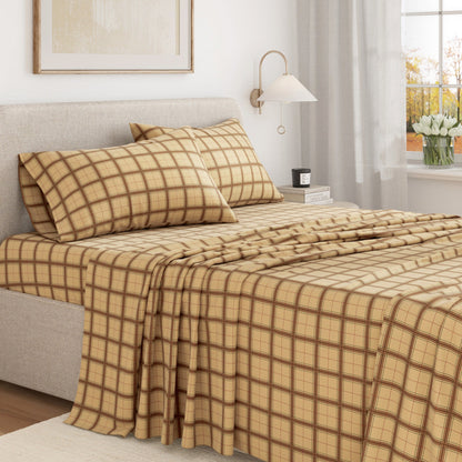 Turkish Cotton Flannel Sheet Set - Plaid & Stripe Collection by Great Bay Home