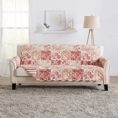 Reversible Floral Patchwork Furniture Protector - Maribel Collection by Great Bay Home
