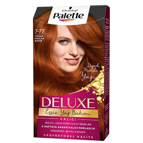 Palette Deluxe Intense Copper Hair Dye 7-77: Permanent Color, Marula Oil Shine & Grey Coverage for Long-Lasting Radiant Copper Hair by Beauty Care Bag