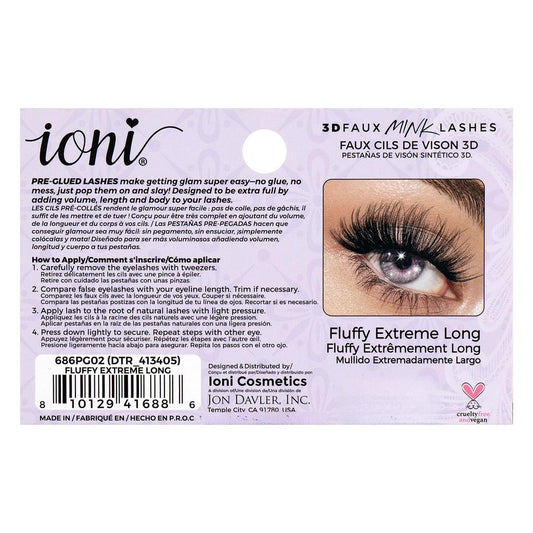 IONI 3D Extra Long Self-Adhesive Lashes for Instant Volume by Beauty Care Bag