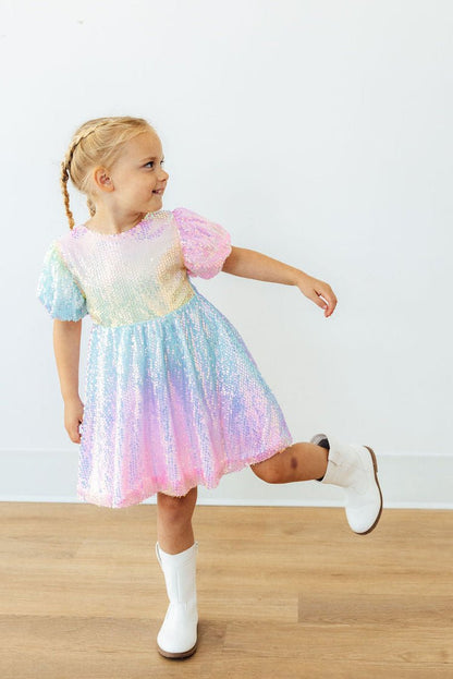 Ombre Puff Sleeve Sequin DressSequin Dress - Puff SleeveTorqelo.com