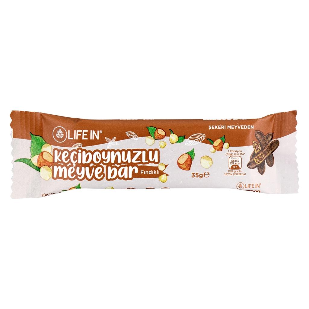 Life In Carob & Hazelnut Fruit Bar Healthy Snack 35g by Beauty Care Bag