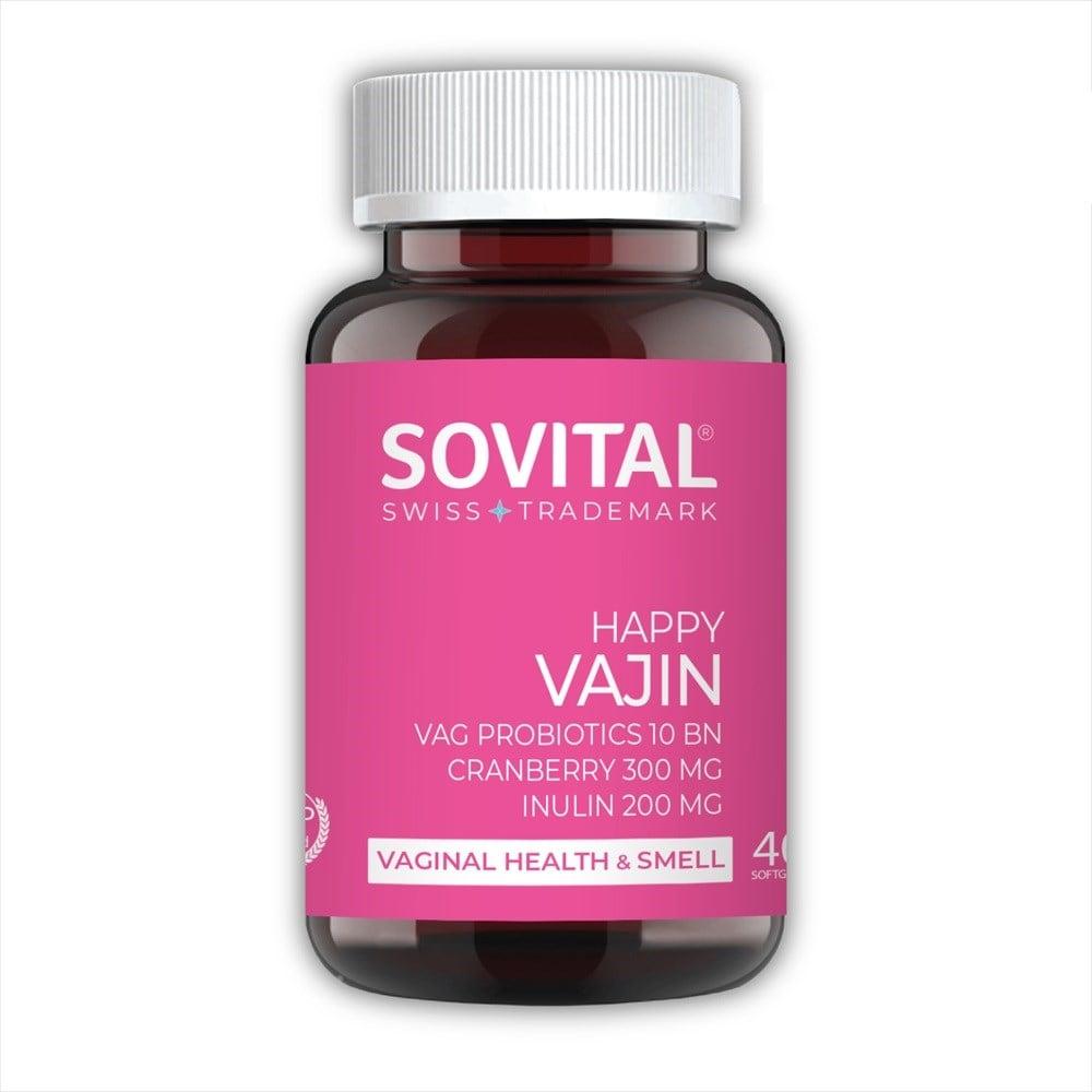 Sovital Happy Vajin: Cranberry Probiotic Capsules for Women's Vaginal & UTI Health - Support Vaginal Flora, Prevent UTIs, & Boost Immunity by Beauty Care Bag