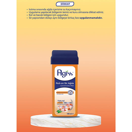 Agiss Natural Roll-On Wax: 100% Natural Resin for Easy, Sugar-Free Hair Removal on Normal Skin | Removes Short Hairs for Smooth Skin by Beauty Care Bag