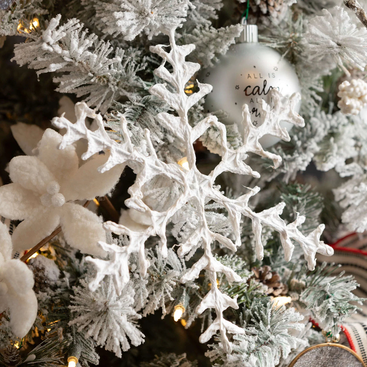 White Paper Pulp Snowflake Ornaments by Rust & Cinder