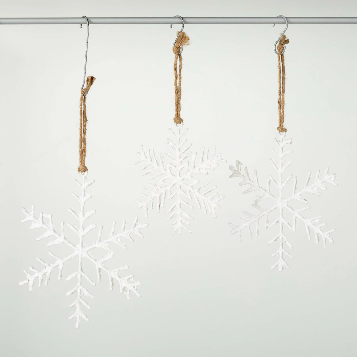 White Paper Pulp Snowflake Ornaments by Rust & Cinder