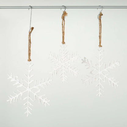 White Paper Pulp Snowflake Ornaments by Rust & Cinder