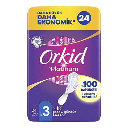 Orkid Platinum Night Sanitary Pads Soft & Absorbent 24 Count by Beauty Care Bag