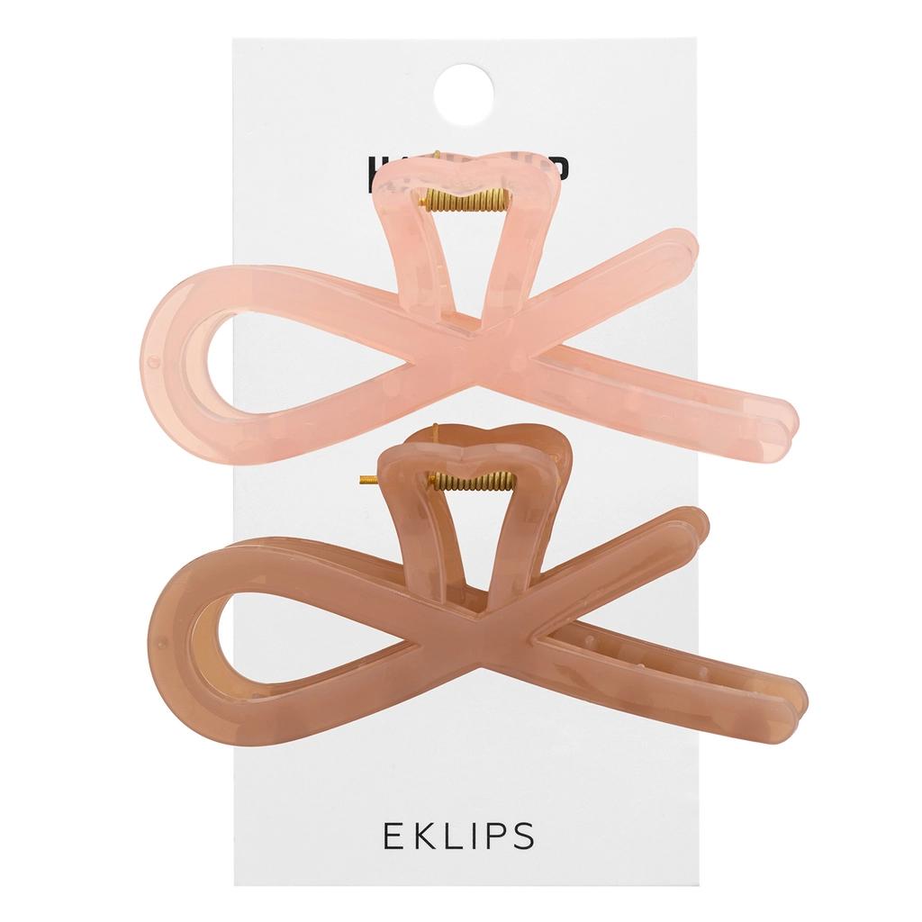 Eklips Frosted Figure Hair Clips Pink & Brown 2-Pack by Beauty Care Bag