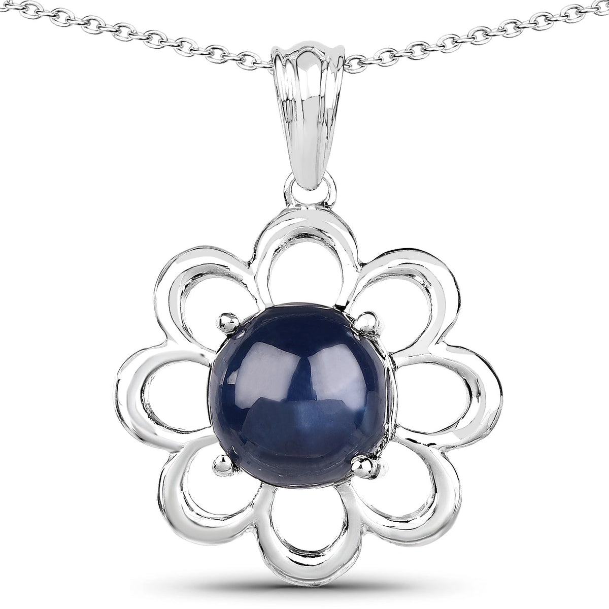 4.65 ct round blue sapphire .925 sterling silver pendant by Avera Group
