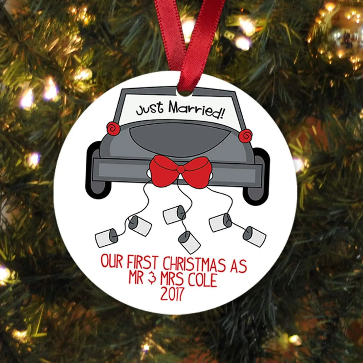 Our First Christmas Ornament - Personalized Christmas Ornament - Wedding Gift Christmas Ornament - Newlywed Christmas Gift by Joyful Moose