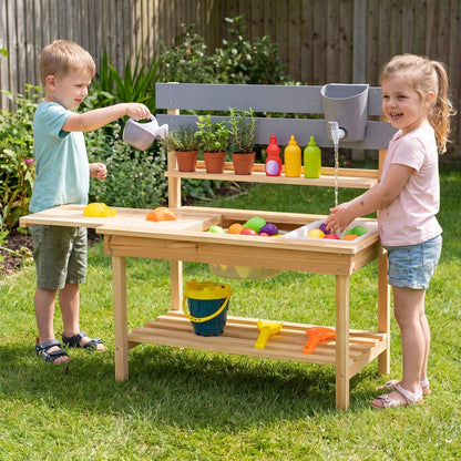 Outdoor Kids Mud Kitchen with Extended Tabletop and Water TankPlay Kitchen SetTorqelo.com