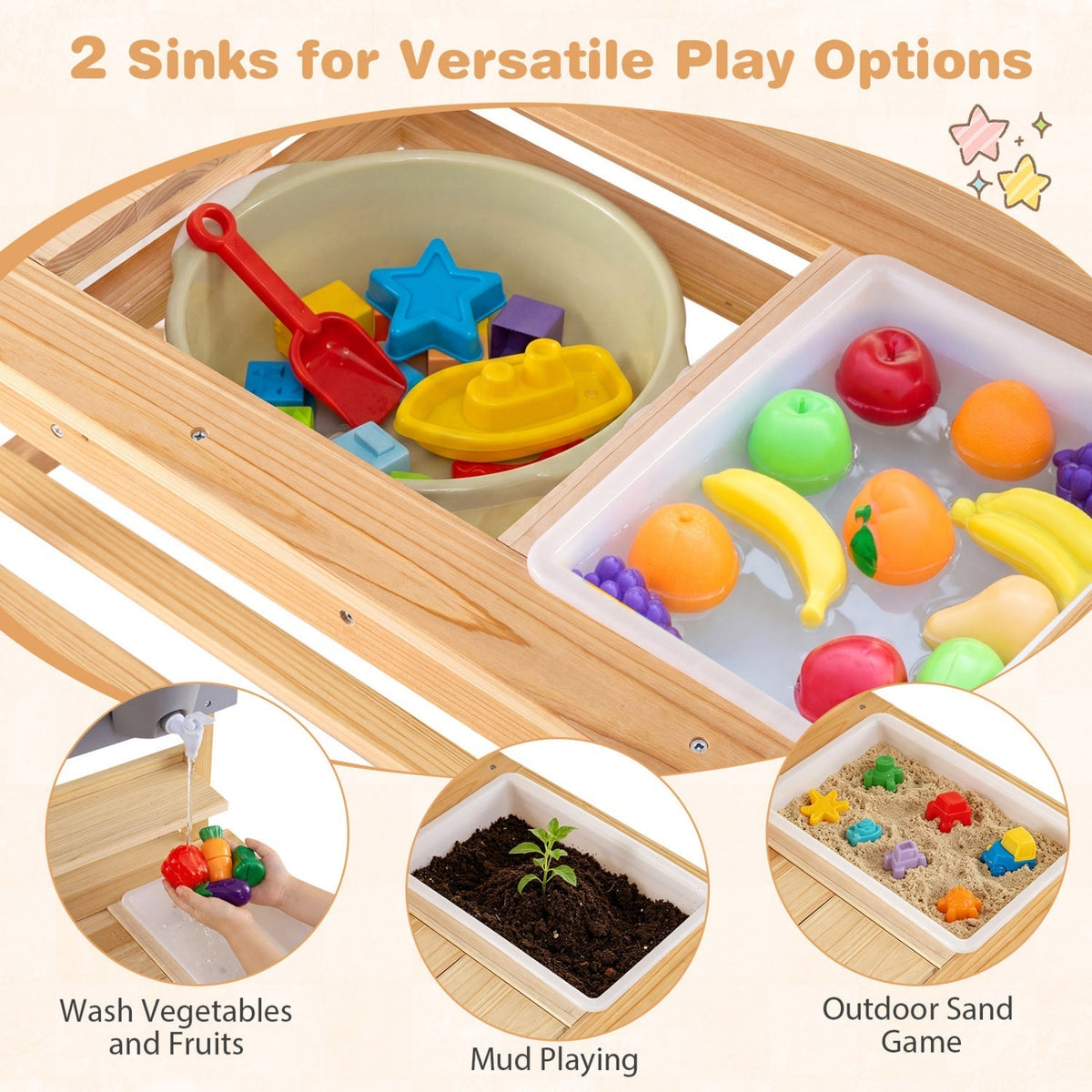 Outdoor Kids Mud Kitchen with Extended Tabletop and Water TankPlay Kitchen SetTorqelo.com