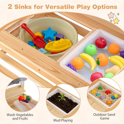 Outdoor Kids Mud Kitchen with Extended Tabletop and Water TankPlay Kitchen SetTorqelo.com