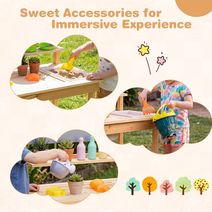 Outdoor Kids Mud Kitchen with Extended Tabletop and Water TankPlay Kitchen SetTorqelo.com