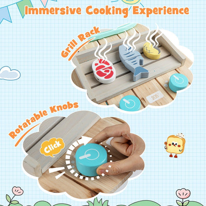 Outdoor Kids Play Kitchen Set Wooden Toy Kitchen Playset with Removable SinkTorqelo.com