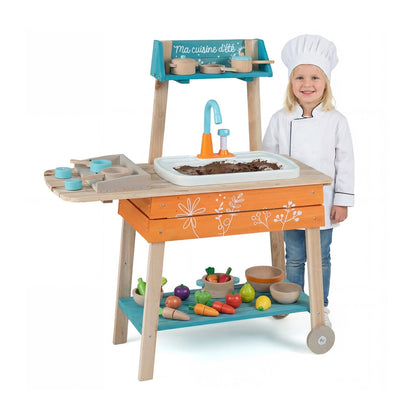 Outdoor Kids Play Kitchen Set Wooden Toy Kitchen Playset with Removable SinkTorqelo.com