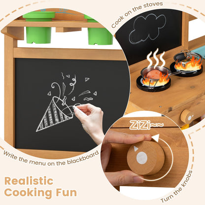 Outdoor Play Pretend Kitchen with Faucet and Removable Sinks for Children Aged 3+Torqelo.com