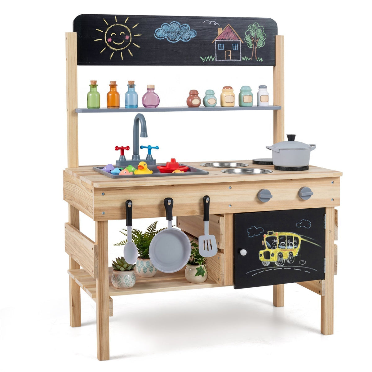 Outdoor Wooden Mud Kitchen for Kids with Sink and StovesPlay KitchenTorqelo.com