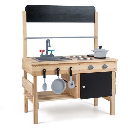 Outdoor Wooden Mud Kitchen for Kids with Sink and StovesPlay KitchenTorqelo.com