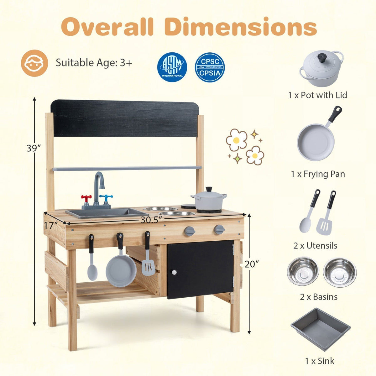 Outdoor Wooden Mud Kitchen for Kids with Sink and StovesPlay KitchenTorqelo.com