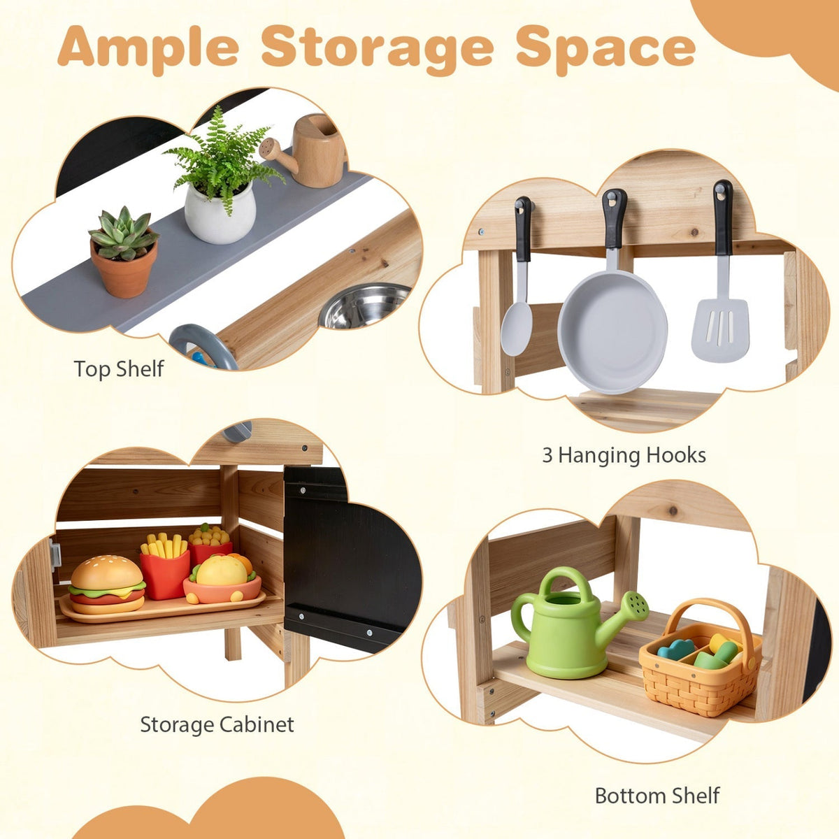 Outdoor Wooden Mud Kitchen for Kids with Sink and StovesPlay KitchenTorqelo.com
