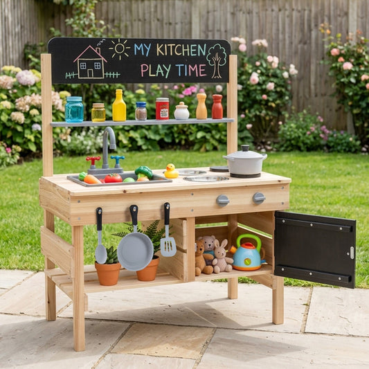 Outdoor Wooden Mud Kitchen for Kids with Sink and StovesPlay KitchenTorqelo.com