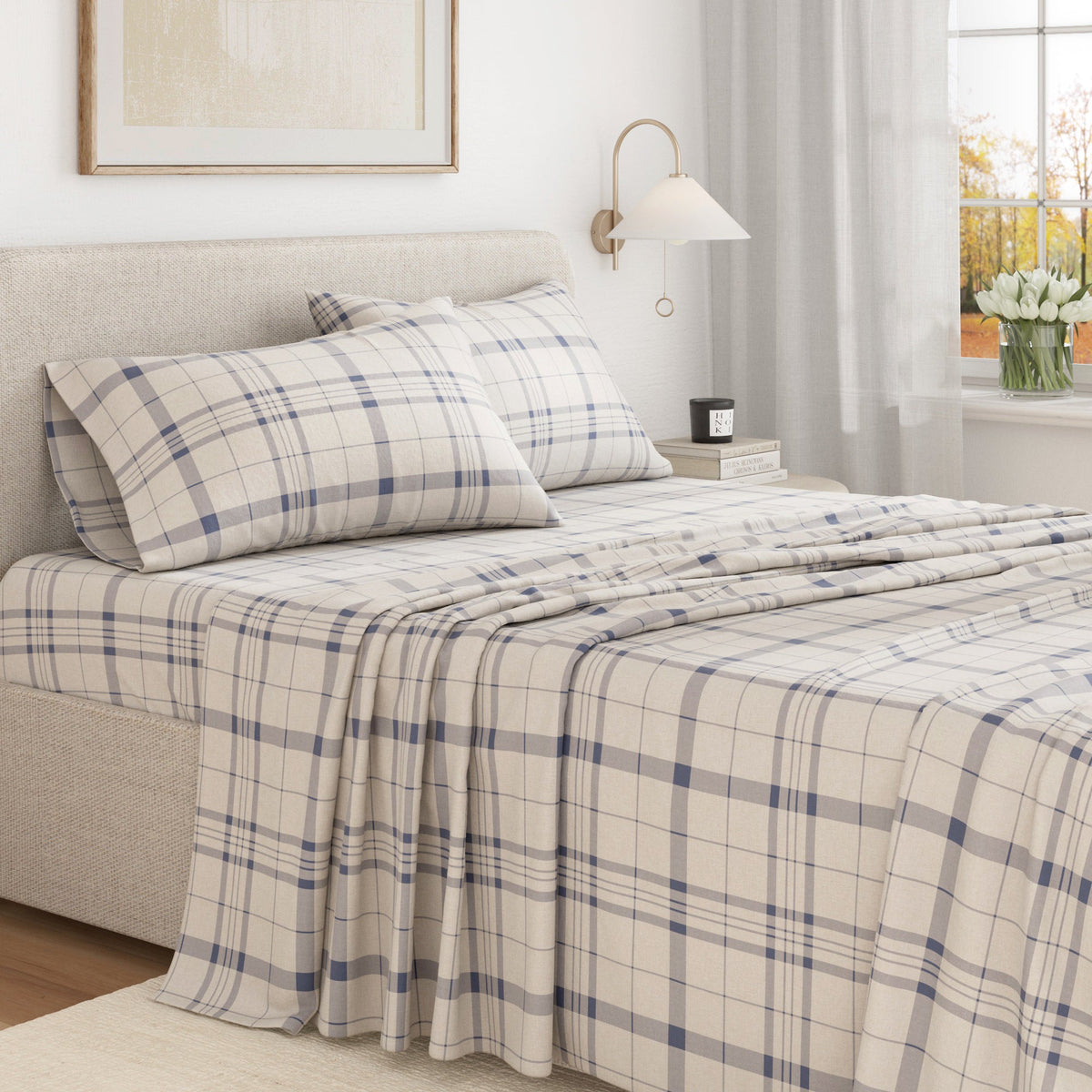 Turkish Cotton Flannel Sheet Set - Plaid & Stripe Collection by Great Bay Home