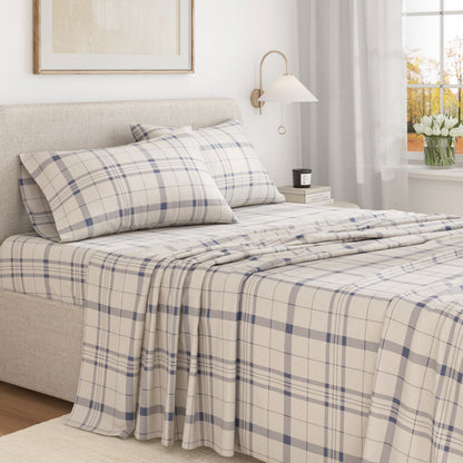 Turkish Cotton Flannel Sheet Set - Plaid & Stripe Collection by Great Bay Home