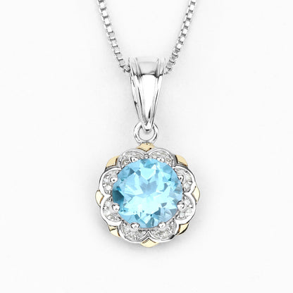 2.32 carat Swiss blue topaz and white diamond pendant by Avera Group, view 2