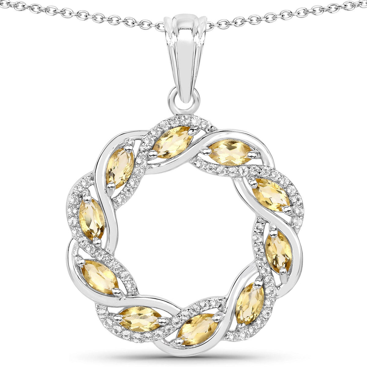 Avera Group 1.73 ct marquise citrine and white topaz pendant