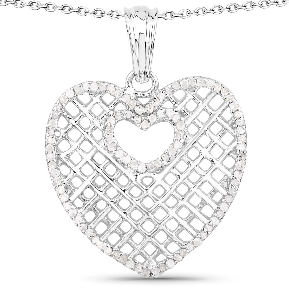 Avera Group 0.52 ct genuine white diamond pendant in .925 sterling silver