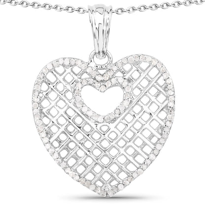 Avera Group 0.52 ct genuine white diamond pendant in .925 sterling silver