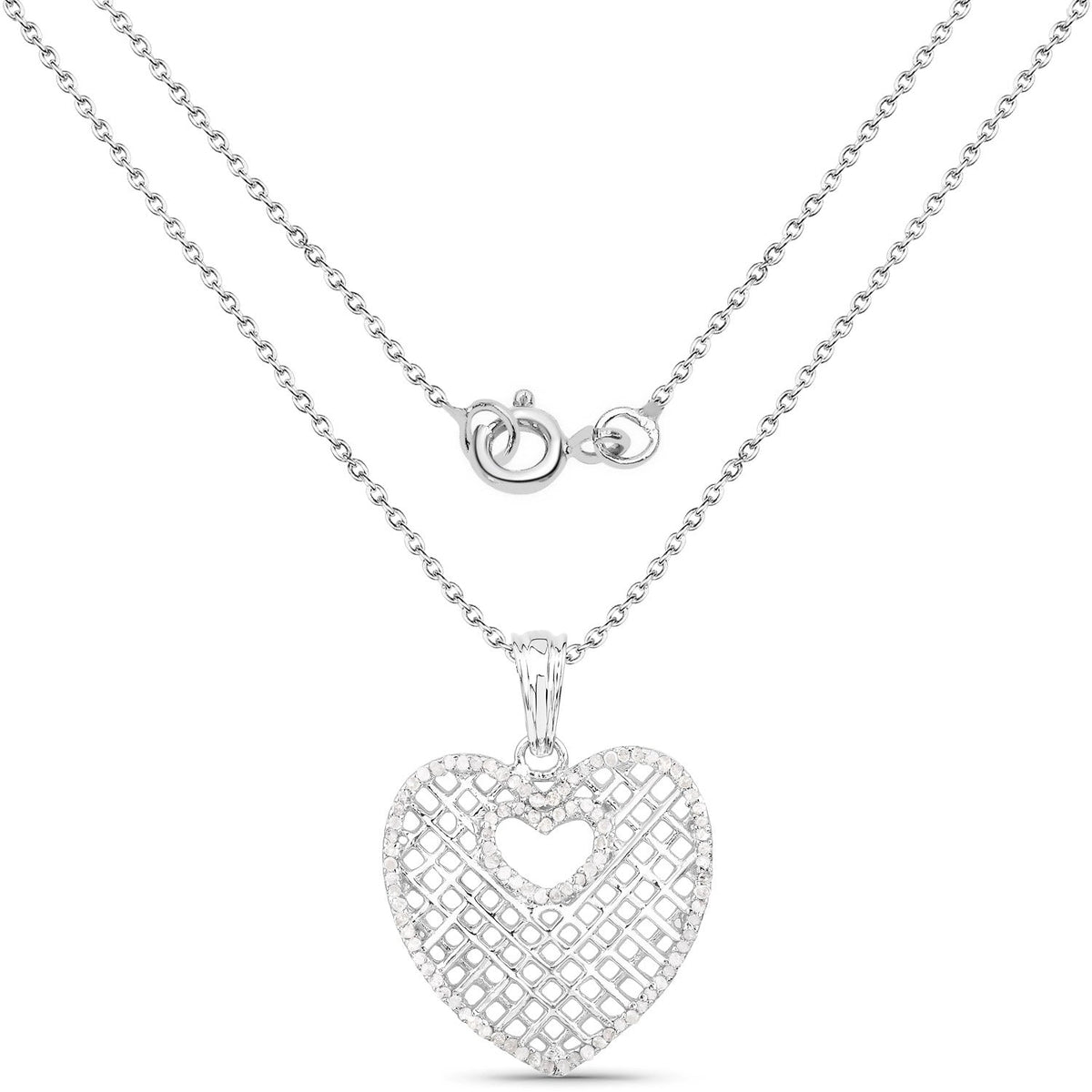 Avera Group 0.52 ct genuine white diamond pendant in .925 sterling silver