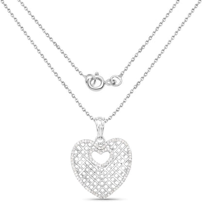 Avera Group 0.52 ct genuine white diamond pendant in .925 sterling silver